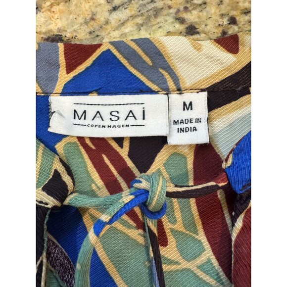 Masai Gali Tunic Copenhagen Leaf Print Blouse M Viscose Long Sleeve Multicolor - Picture 6 of 9